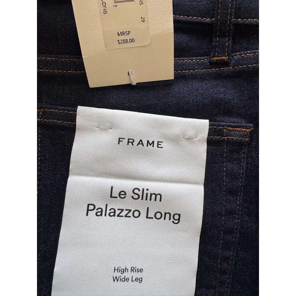 FRAME Le Slim Palazzo Jeans in RINSE Size L29 TALL - Picture 3 of 10